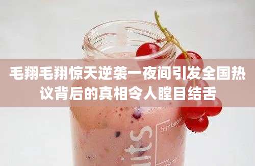 毛翔毛翔惊天逆袭一夜间引发全国热议背后的真相令人瞠目结舌