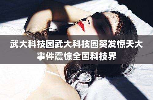 武大科技园武大科技园突发惊天大事件震惊全国科技界