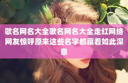 歌名网名大全歌名网名大全走红网络网友惊呼原来这些名字都藏着如此深意
