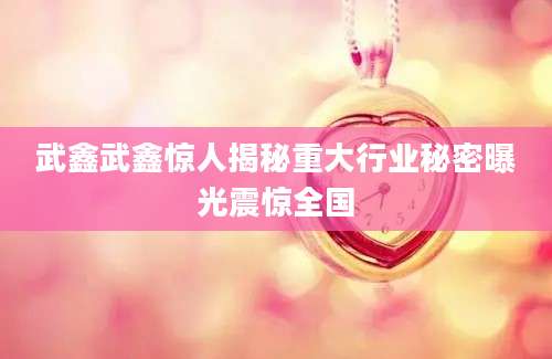 武鑫武鑫惊人揭秘重大行业秘密曝光震惊全国