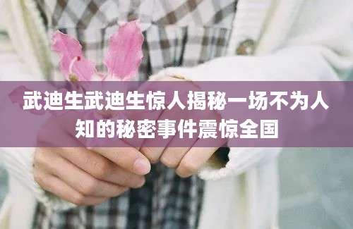 武迪生武迪生惊人揭秘一场不为人知的秘密事件震惊全国
