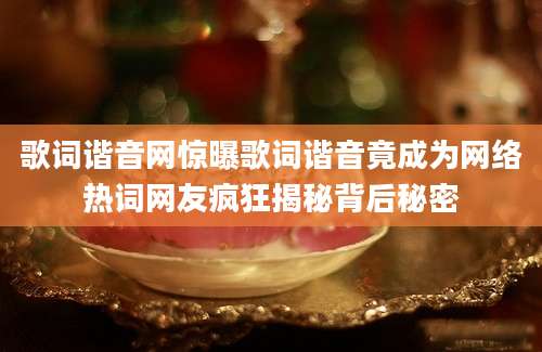 歌词谐音网惊曝歌词谐音竟成为网络热词网友疯狂揭秘背后秘密