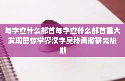 每字查什么部首每字查什么部首重大发现震惊学界汉字奥秘再掀研究热潮
