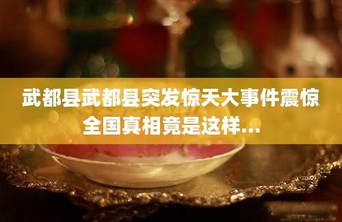 武都县武都县突发惊天大事件震惊全国真相竟是这样...