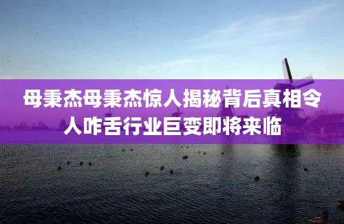 母秉杰母秉杰惊人揭秘背后真相令人咋舌行业巨变即将来临