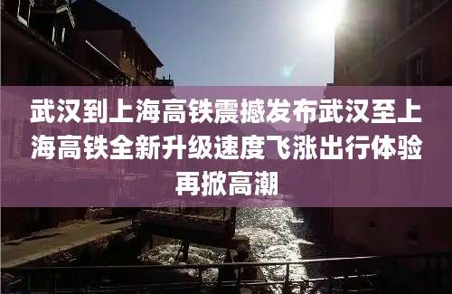 武汉到上海高铁震撼发布武汉至上海高铁全新升级速度飞涨出行体验再掀高潮