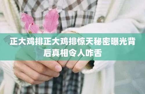正大鸡排正大鸡排惊天秘密曝光背后真相令人咋舌