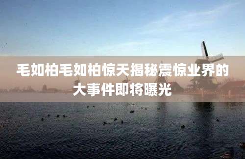 毛如柏毛如柏惊天揭秘震惊业界的大事件即将曝光