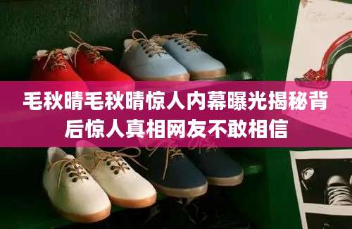 毛秋晴毛秋晴惊人内幕曝光揭秘背后惊人真相网友不敢相信