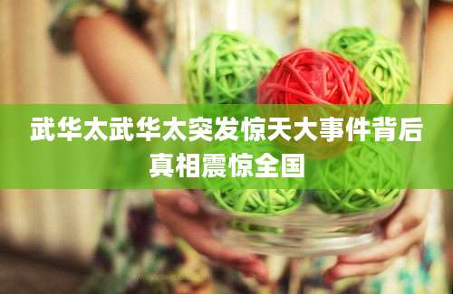 武华太武华太突发惊天大事件背后真相震惊全国