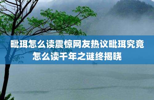 毗珥怎么读震惊网友热议毗珥究竟怎么读千年之谜终揭晓