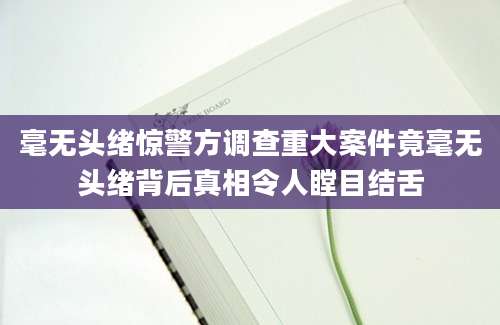 毫无头绪惊警方调查重大案件竟毫无头绪背后真相令人瞠目结舌