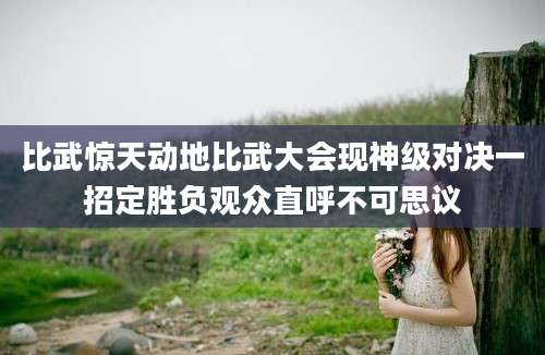 比武惊天动地比武大会现神级对决一招定胜负观众直呼不可思议