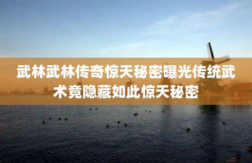 武林武林传奇惊天秘密曝光传统武术竟隐藏如此惊天秘密
