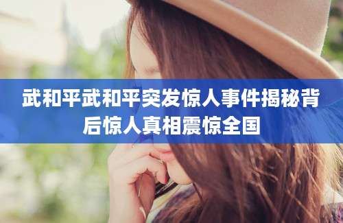 武和平武和平突发惊人事件揭秘背后惊人真相震惊全国