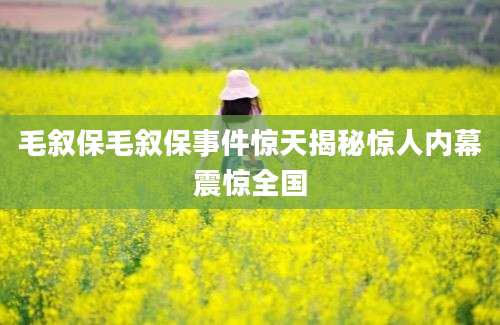 毛叙保毛叙保事件惊天揭秘惊人内幕震惊全国