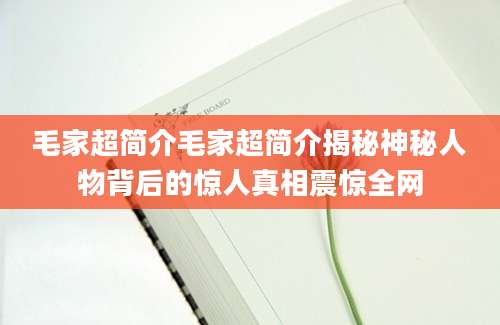 毛家超简介毛家超简介揭秘神秘人物背后的惊人真相震惊全网