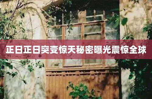 正日正日突变惊天秘密曝光震惊全球