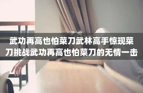 武功再高也怕菜刀武林高手惊现菜刀挑战武功再高也怕菜刀的无情一击