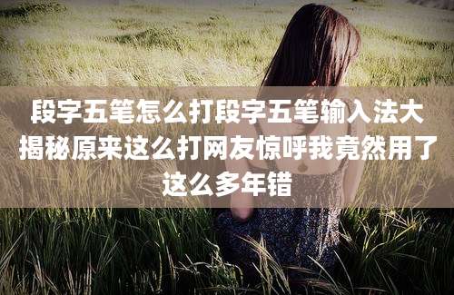 段字五笔怎么打段字五笔输入法大揭秘原来这么打网友惊呼我竟然用了这么多年错