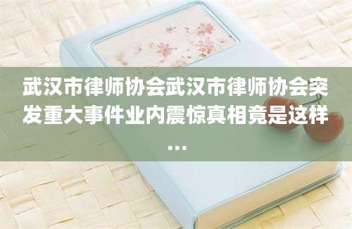 武汉市律师协会武汉市律师协会突发重大事件业内震惊真相竟是这样...