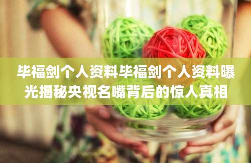 毕福剑个人资料毕福剑个人资料曝光揭秘央视名嘴背后的惊人真相