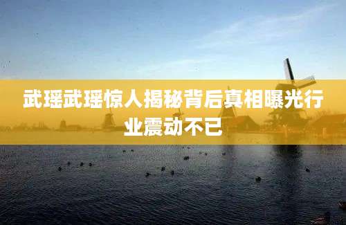 武瑶武瑶惊人揭秘背后真相曝光行业震动不已