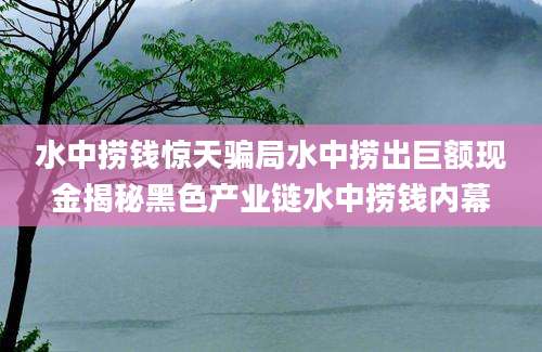 水中捞钱惊天骗局水中捞出巨额现金揭秘黑色产业链水中捞钱内幕