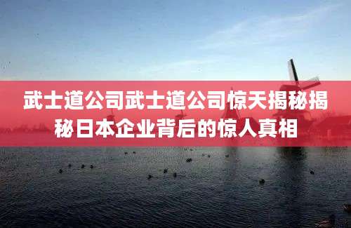 武士道公司武士道公司惊天揭秘揭秘日本企业背后的惊人真相