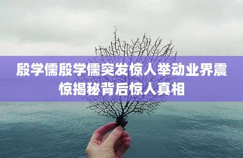 殷学儒殷学儒突发惊人举动业界震惊揭秘背后惊人真相