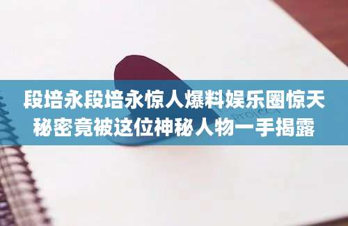 段培永段培永惊人爆料娱乐圈惊天秘密竟被这位神秘人物一手揭露