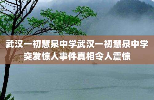 武汉一初慧泉中学武汉一初慧泉中学突发惊人事件真相令人震惊
