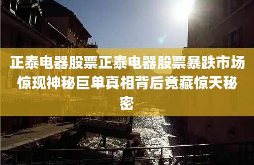 正泰电器股票正泰电器股票暴跌市场惊现神秘巨单真相背后竟藏惊天秘密