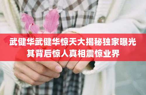 武健华武健华惊天大揭秘独家曝光其背后惊人真相震惊业界