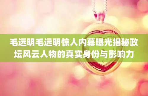 毛远明毛远明惊人内幕曝光揭秘政坛风云人物的真实身份与影响力
