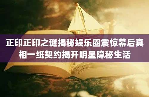 正印正印之谜揭秘娱乐圈震惊幕后真相一纸契约揭开明星隐秘生活