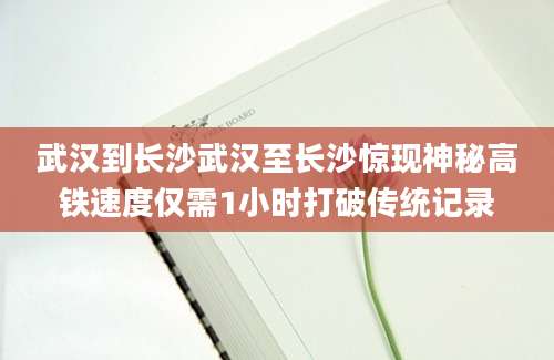 武汉到长沙武汉至长沙惊现神秘高铁速度仅需1小时打破传统记录