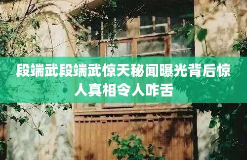 段端武段端武惊天秘闻曝光背后惊人真相令人咋舌