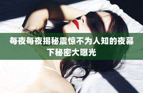 每夜每夜揭秘震惊不为人知的夜幕下秘密大曝光