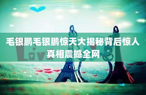 毛银鹏毛银鹏惊天大揭秘背后惊人真相震撼全网