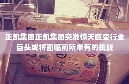 正凯集团正凯集团突发惊天巨变行业巨头或将面临前所未有的挑战