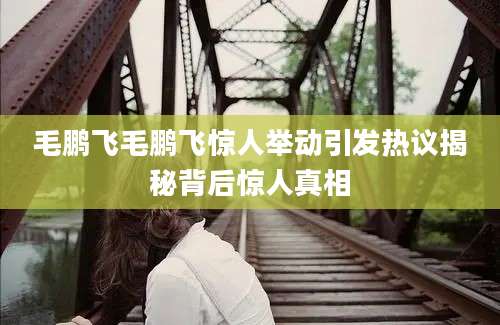 毛鹏飞毛鹏飞惊人举动引发热议揭秘背后惊人真相