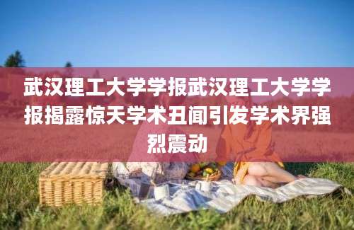 武汉理工大学学报武汉理工大学学报揭露惊天学术丑闻引发学术界强烈震动