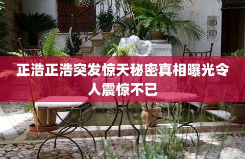 正浩正浩突发惊天秘密真相曝光令人震惊不已