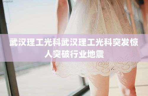 武汉理工光科武汉理工光科突发惊人突破行业地震