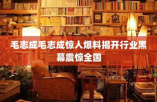 毛志成毛志成惊人爆料揭开行业黑幕震惊全国
