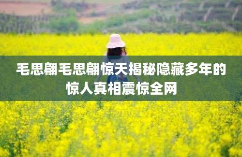 毛思翩毛思翩惊天揭秘隐藏多年的惊人真相震惊全网