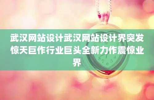武汉网站设计武汉网站设计界突发惊天巨作行业巨头全新力作震惊业界
