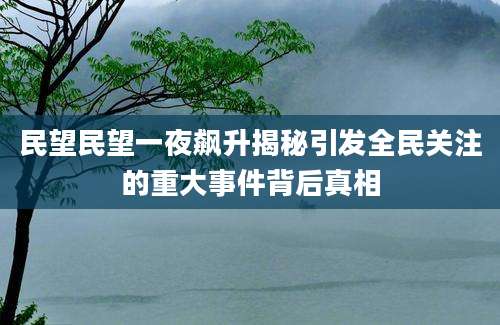 民望民望一夜飙升揭秘引发全民关注的重大事件背后真相