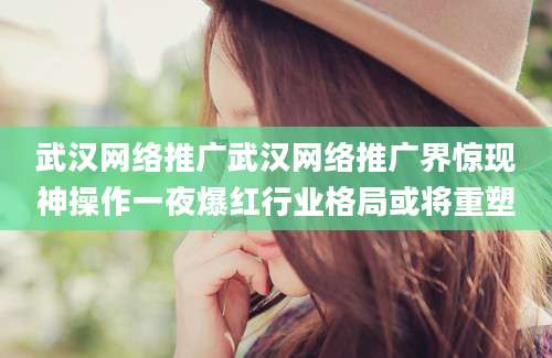 武汉网络推广武汉网络推广界惊现神操作一夜爆红行业格局或将重塑